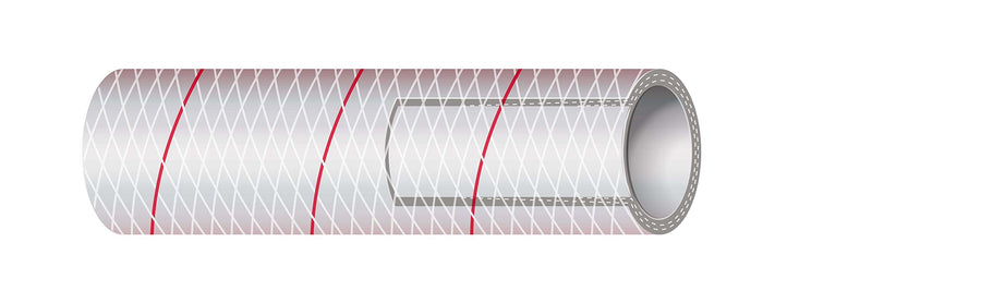 All Clear PVC Tubing Polyester Reinforced (Red-Tracer) Sierra International 3/8" x 50' 16-162-0386