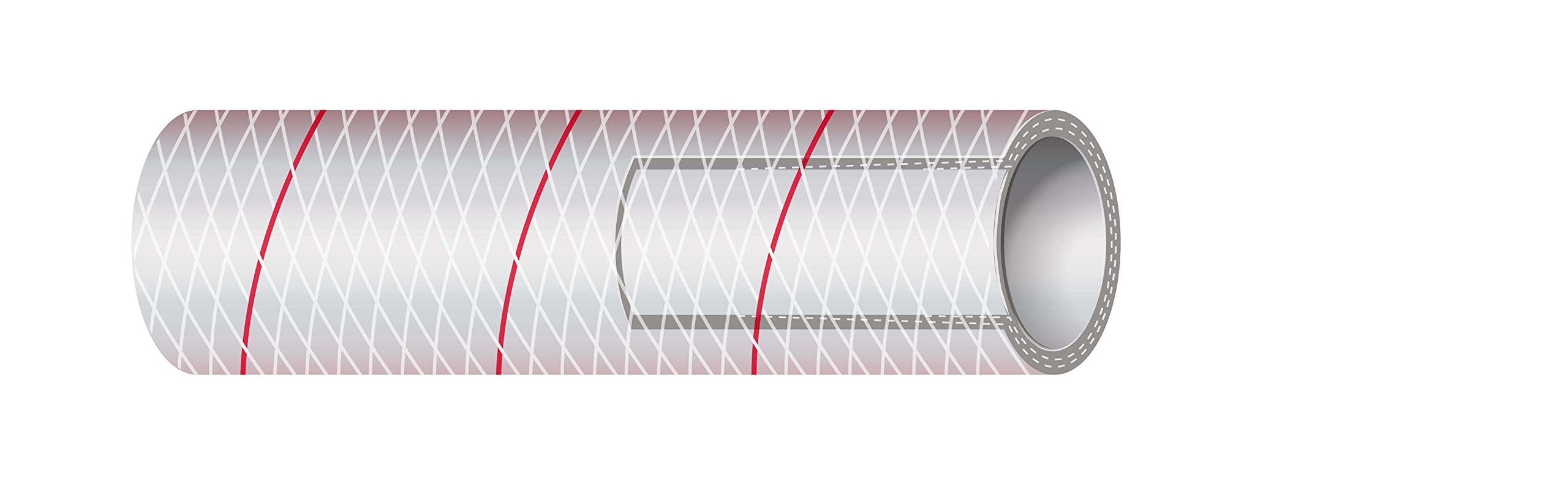 All Clear PVC Tubing Polyester Reinforced (Red-Tracer) Sierra International 5/8" x 50' 16-162-0586