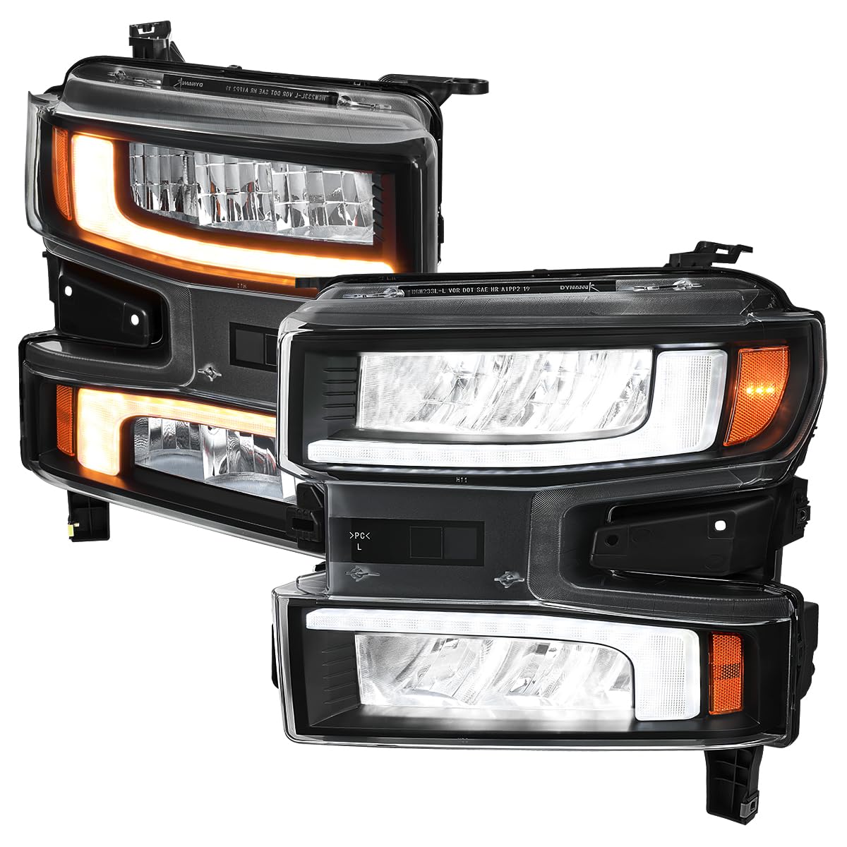 Full LED Strip Headlights SPEC-D TUNING w/Switchback Sequential Turn Signals and Startup Animation Compatible with 2019-2021 Chevy Silverado 1500, 2022 Chevy Silverado 1500 LTD
