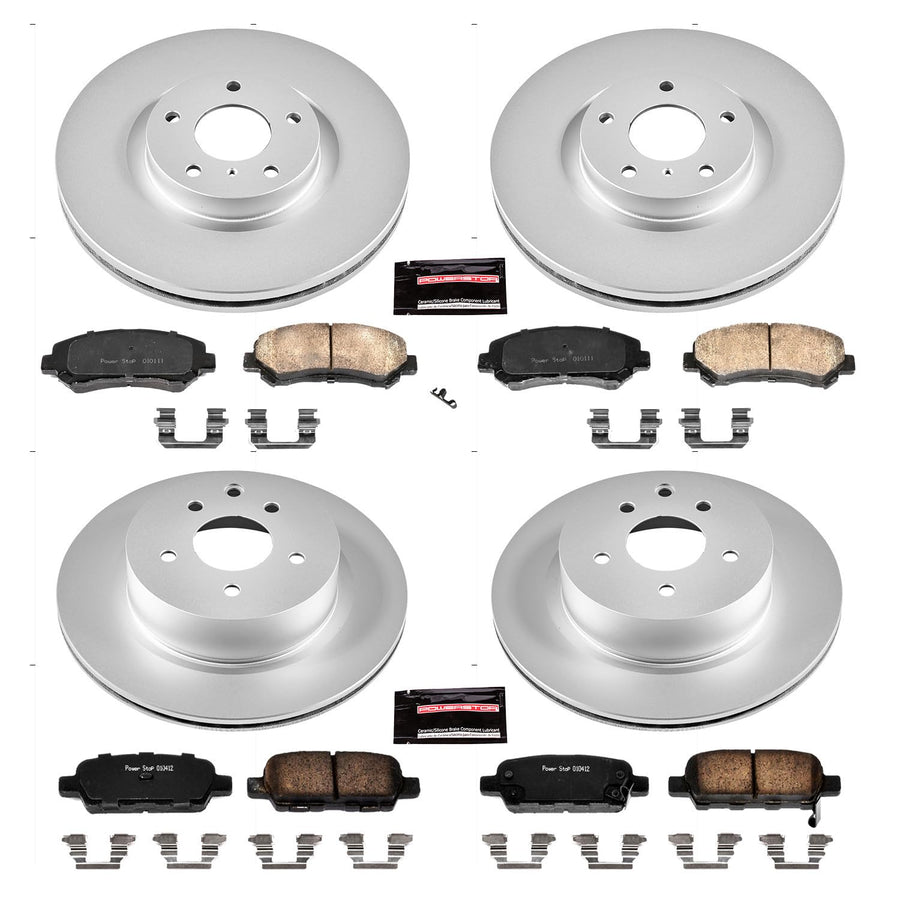 Power Stop Coated Brake Rotor & Ceramic Brake Pads CRK6075- front & rear For Nissan Maxima 2009-2014 [Model Specific]