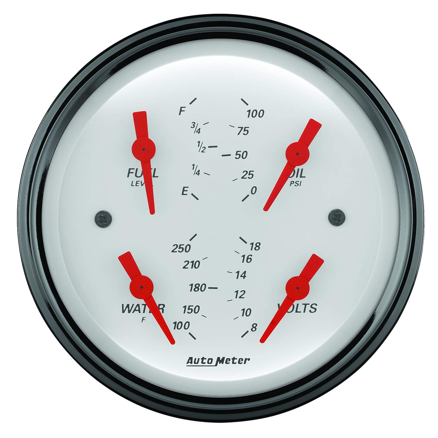 Quad Gauge Auto Meter 1314 Arctic White,3.375 in.