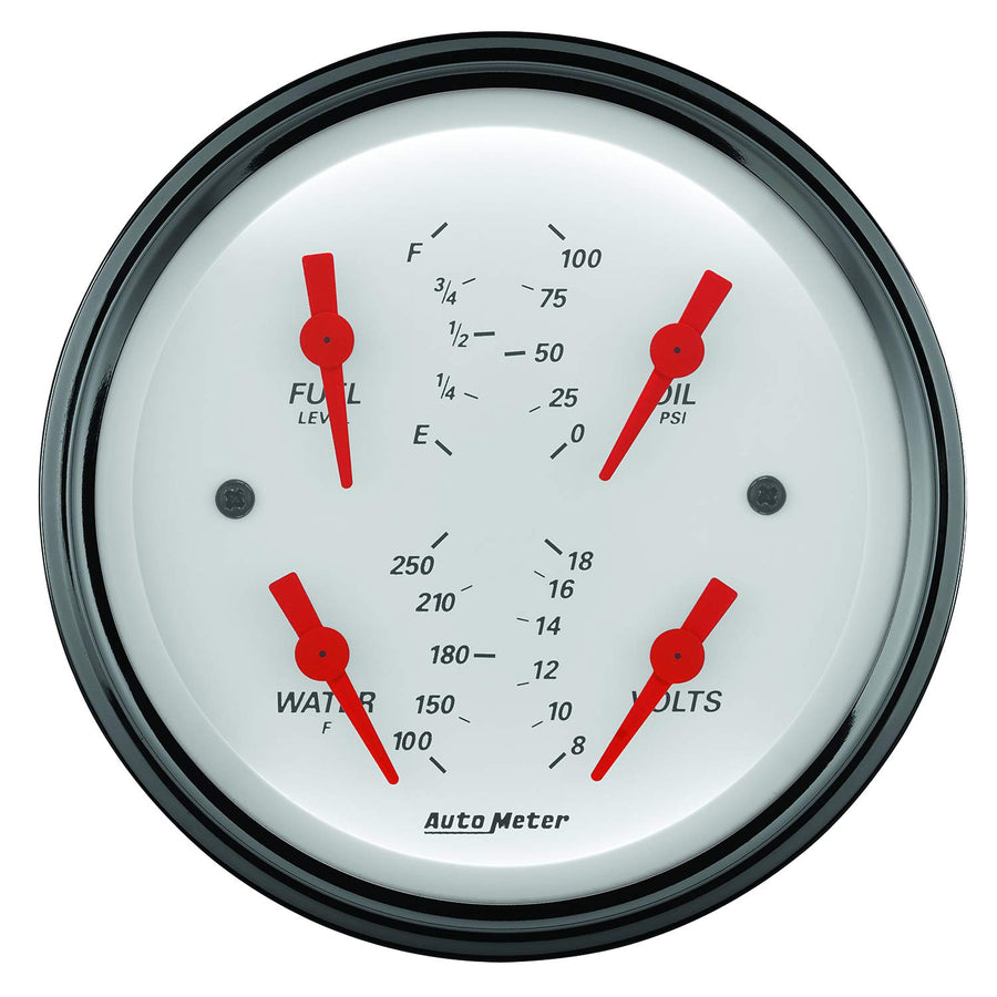 Quad Gauge Auto Meter 1314 Arctic White,3.375 in.