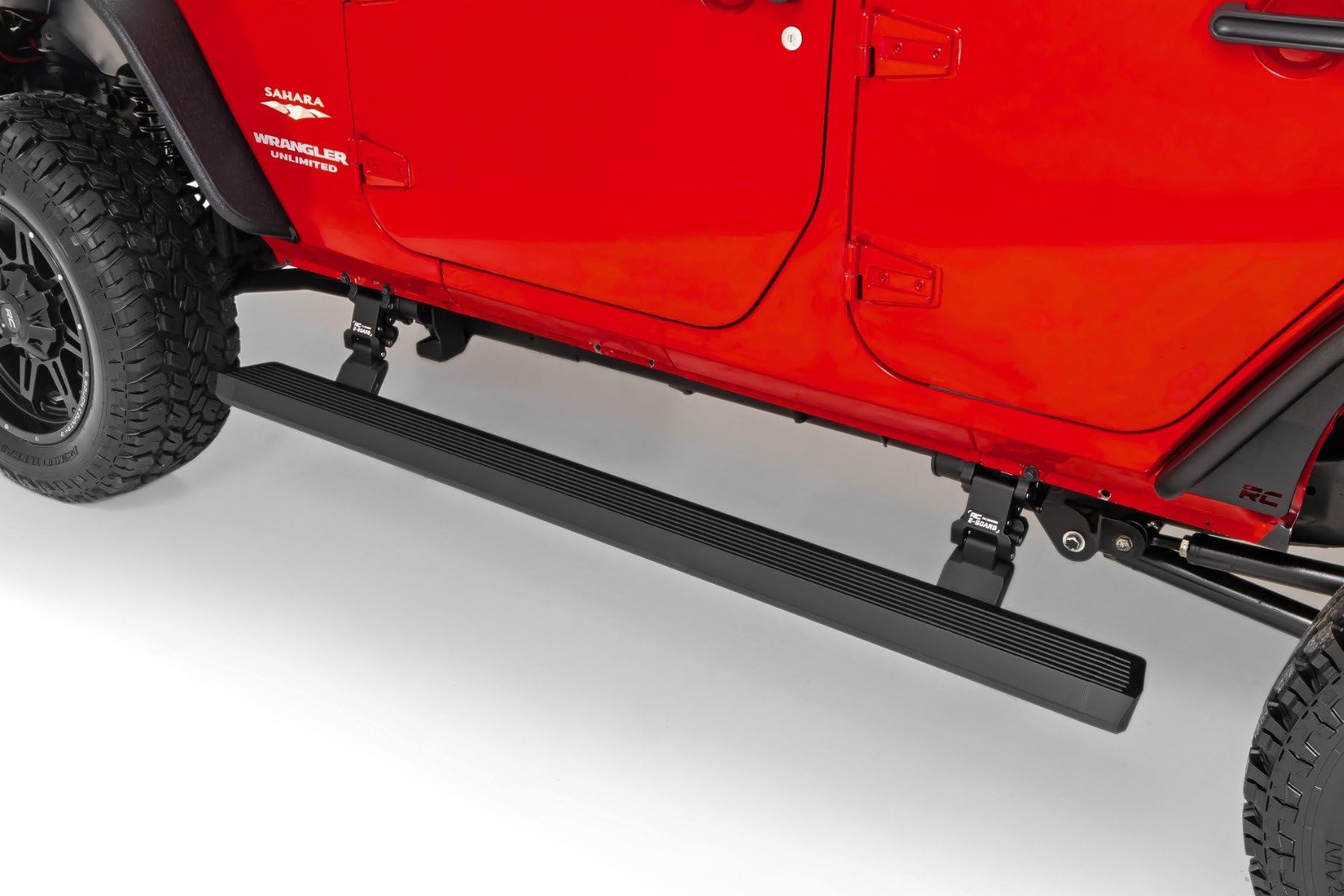 Rough Country Power Running Boards with LED Step Lights for JK Jeep Wrangler (2007-2018) - Dual Motor Electric Powerstep Board & Retractable Steps