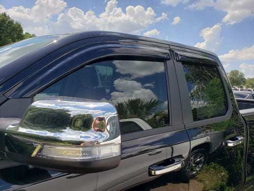 TrailFX Window Vents Rainguard Fits Ram 1500 Quad Cab 2019-2024 Smoke Acrylic Low Profile Tape-On Side Four Piece Window Deflectors TrailFX 4809H