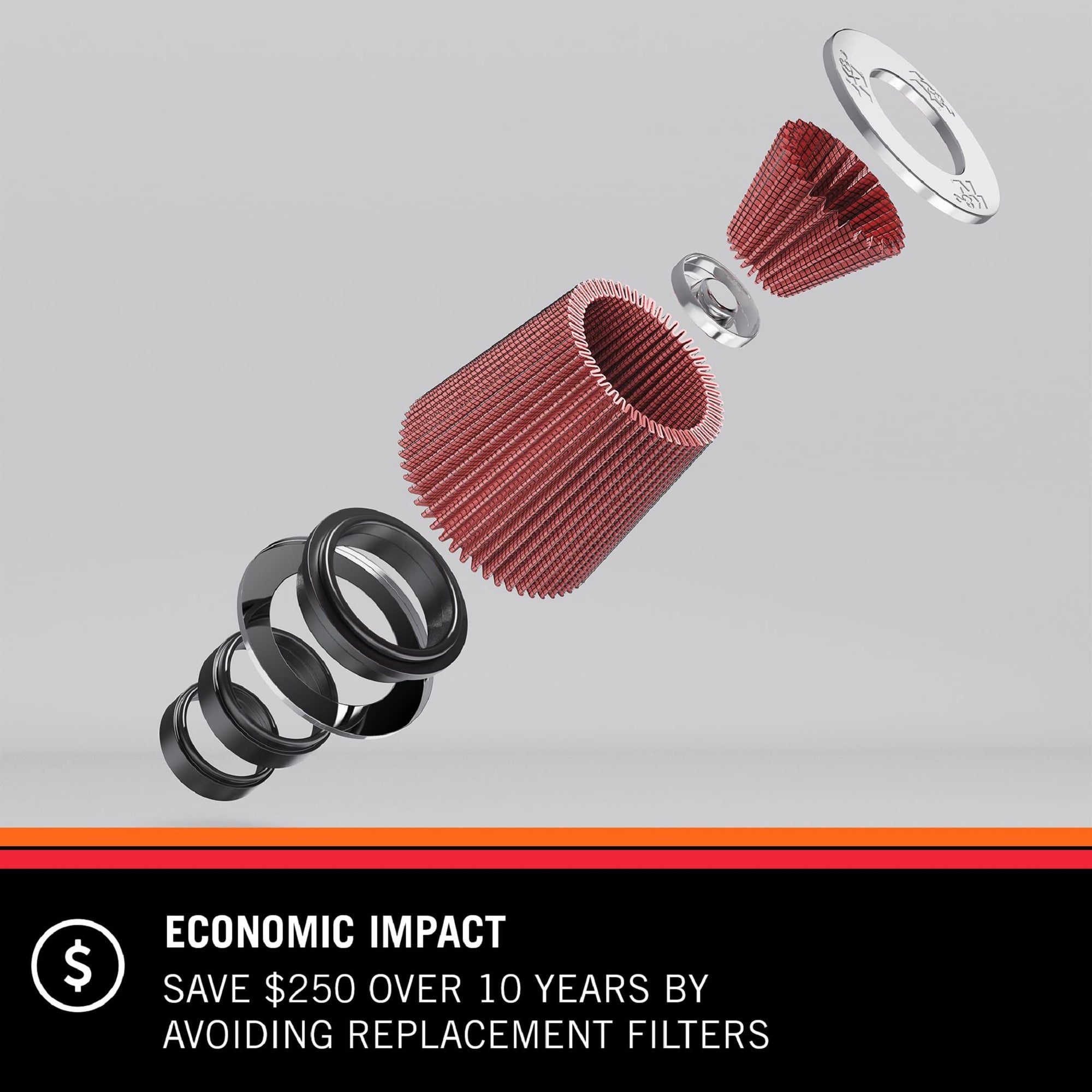 High-Flow K&N Original Lifetime Universal Clamp-On Air Filter: High Performance, Premium, Washable: Flange Diameter: 6 In, Filter Height: 6.5 In, Flange Length: 1 In, Shape: Reverse Conical, RF-10420