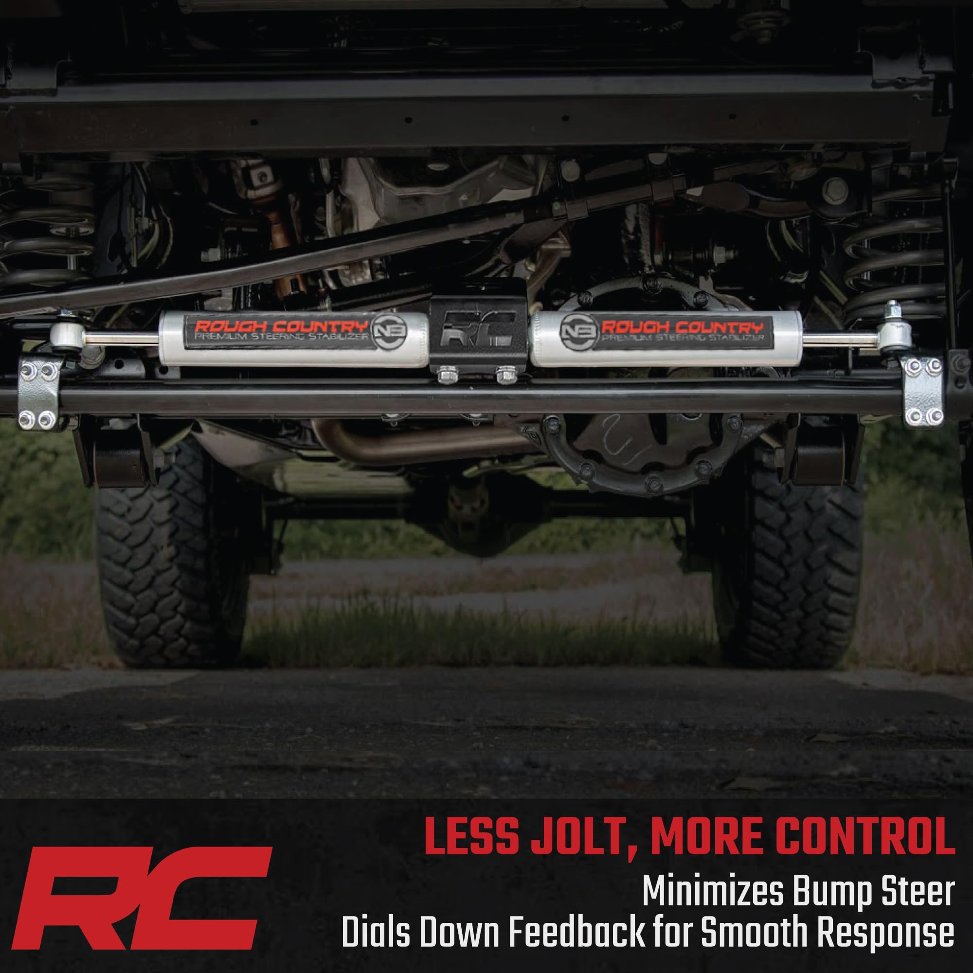 Rough Country Dual N3 Steering Stabilizer for 05-24 Ford Super Duty - 8749130