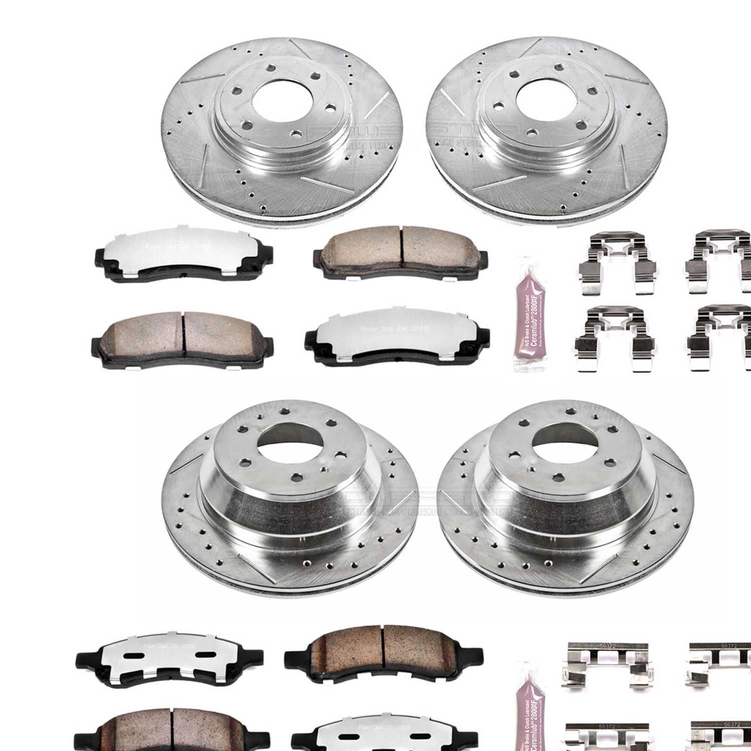 Power Stop K1454-36 Z36 Truck & Tow Front and Rear Brake Kit, Carbon Fiber Ceramic Brake Pads and Drilled/Slotted Brake Rotors