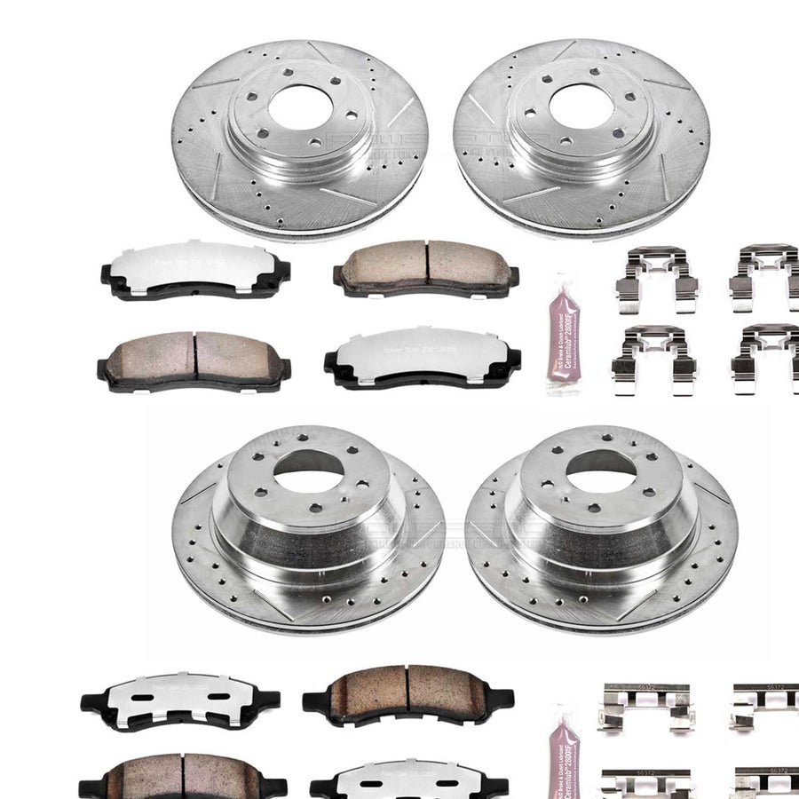 Power Stop K1454-36 Z36 Truck & Tow Front and Rear Brake Kit, Carbon Fiber Ceramic Brake Pads and Drilled/Slotted Brake Rotors