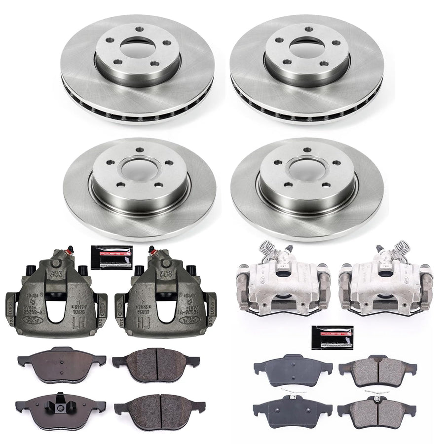 Power Stop KCOE5977A Replacement Autospeciality Front and Rear Caliper Kit- OE Rotors, Ceramic Brake Pads, Calipers For Ford Focus 2014-2018 [Model Specific]