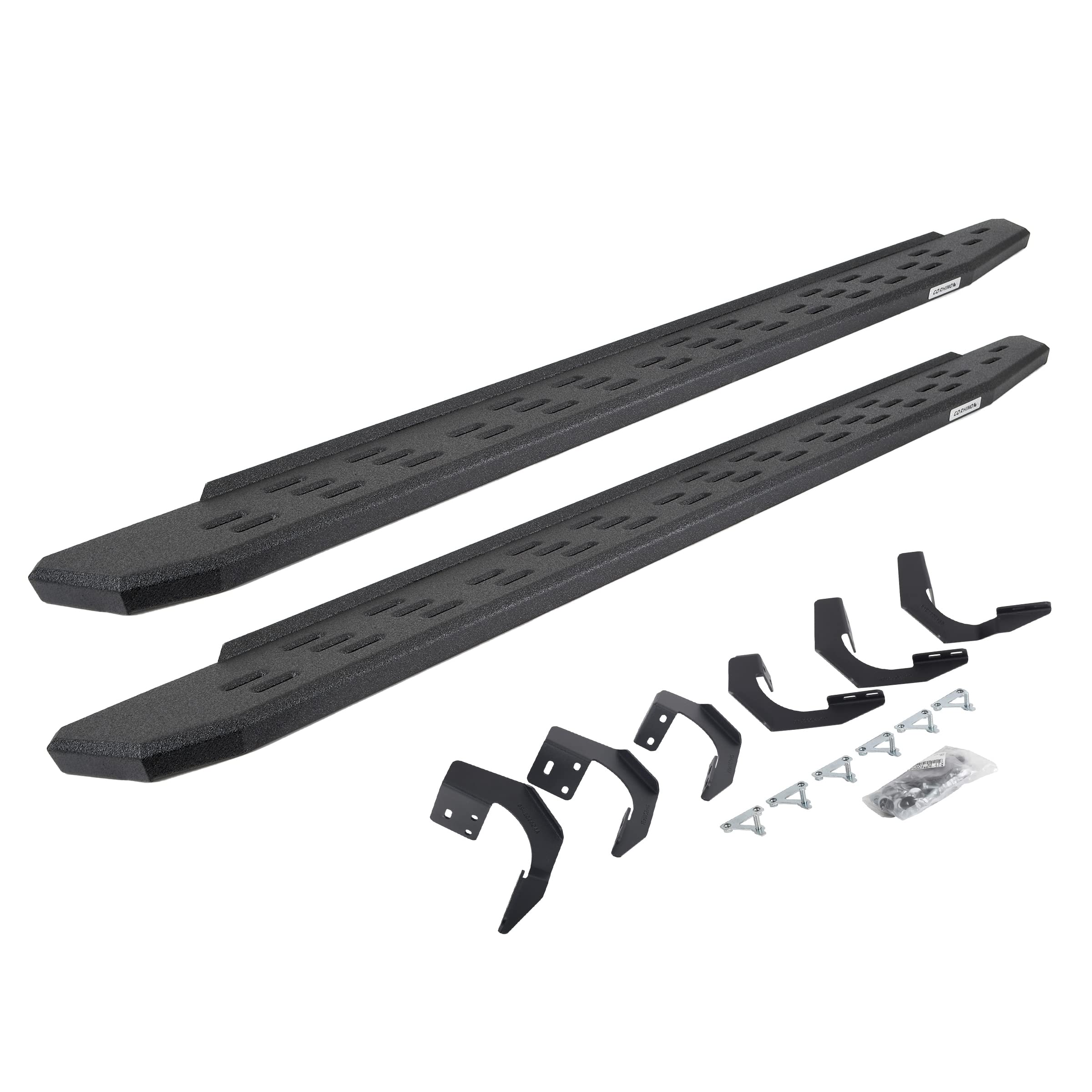 Go Rhino Running Boards & Brackets RB30 | Galvanized Steel, Protective Bedliner Coating | 69629980T | Fits 2015-2018 Ram 1500 Quad Cab Pickup; 2019-2023 Ram 1500 Classic Quad Cab Pickup