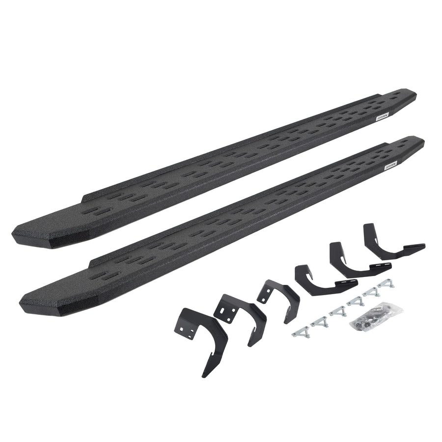Go Rhino Running Boards & Brackets RB30 | Galvanized Steel, Protective Bedliner Coating | 69629980T | Fits 2015-2018 Ram 1500 Quad Cab Pickup; 2019-2023 Ram 1500 Classic Quad Cab Pickup
