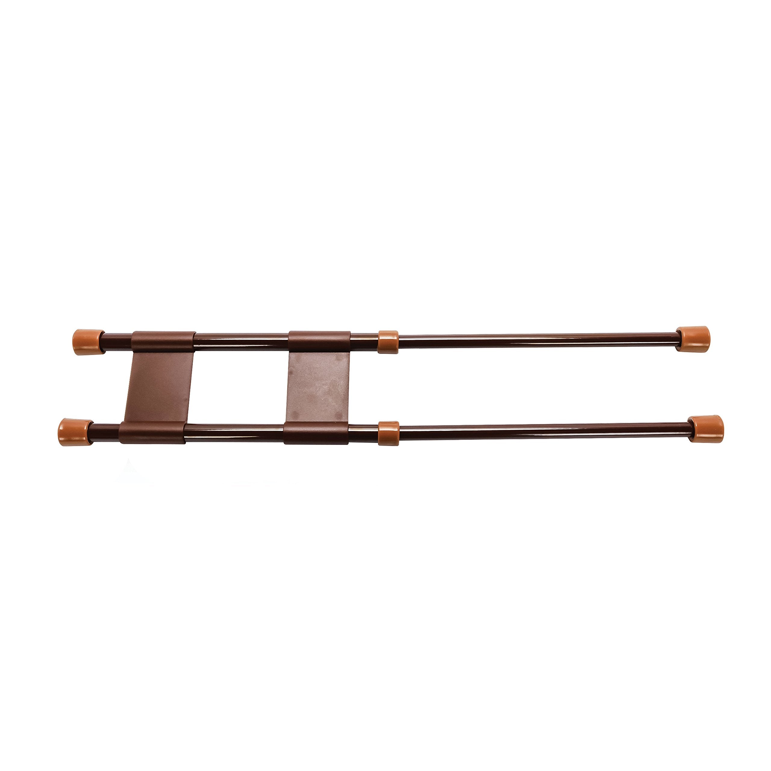 17" Camco Double RV Cupboard Bar, Holds Food and Drinks in Place During Travel, Prevents Messy Spills, Spring Loaded and Extends Between 10" and 17" - Brown ( 44096)