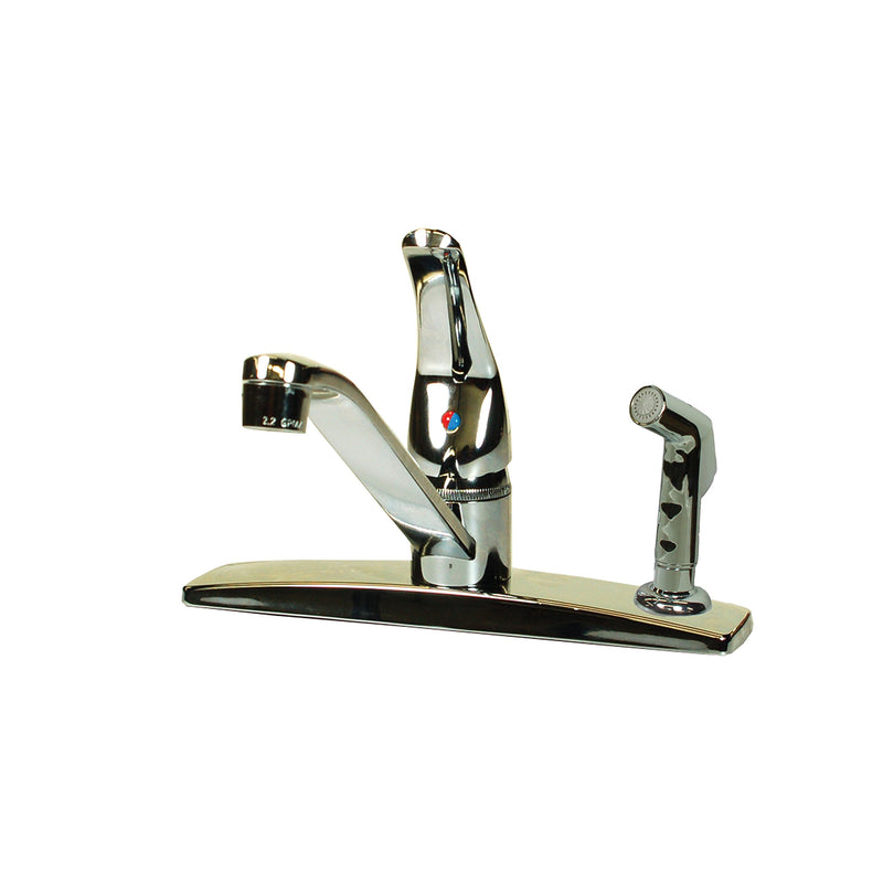 SL801F-3 Empire Faucets 3-Hole Metallic Single Lever Kitchen Faucet with D-Spout Blade Handle & Sprayer - Chrome