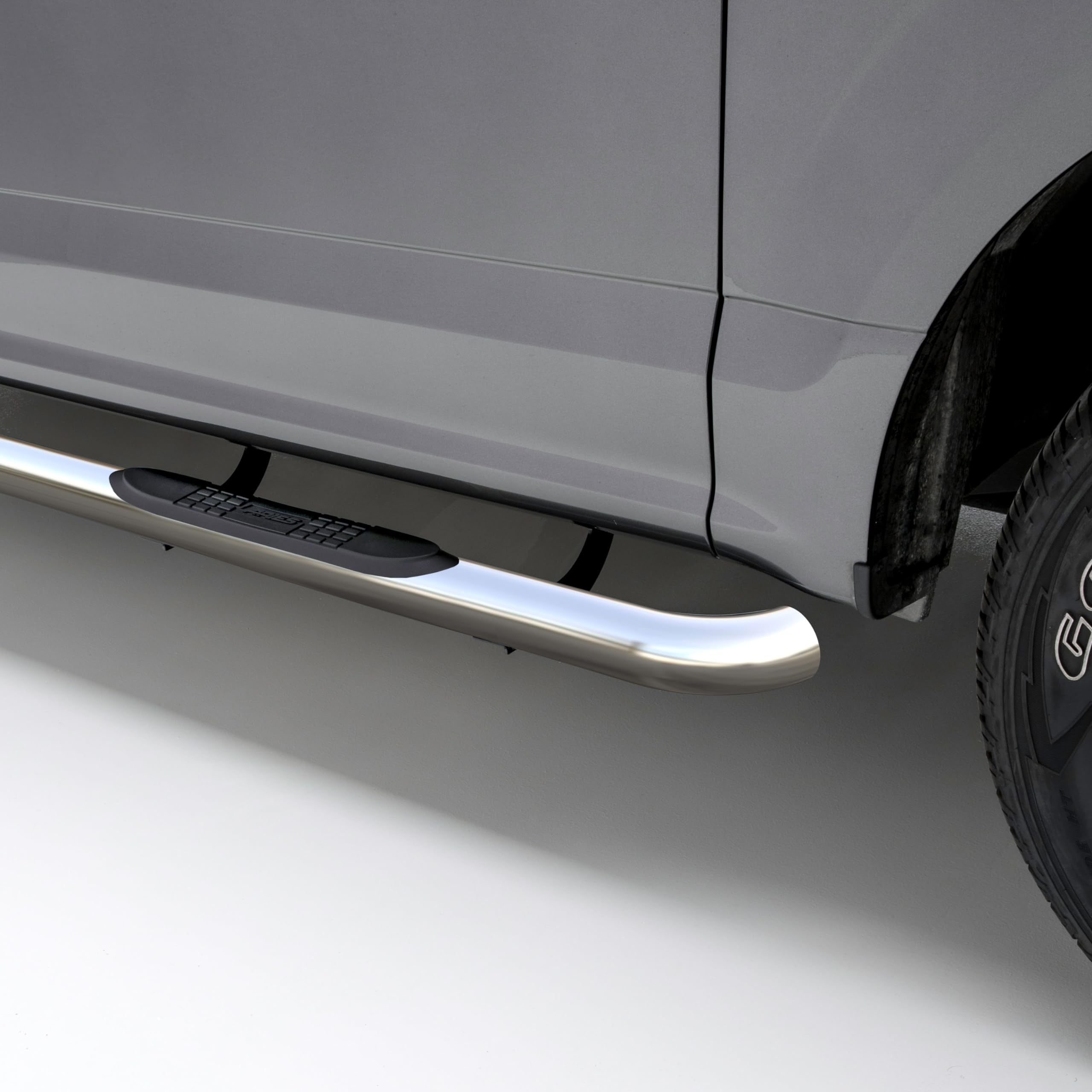 3-Inch Round ARIES Polished Stainless Steel Nerf Bars, No-Drill, Fits Select Ford Ranger SuperCrew