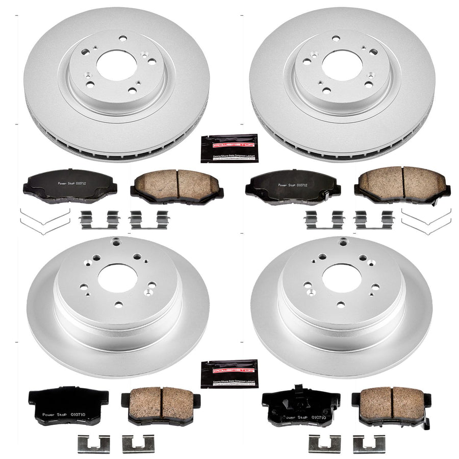 Power Stop CRK6173 Brake Rotor Coated & Ceramic Brake Pads- front & rear For Honda CR-V 2005-2006 [Model Specific]