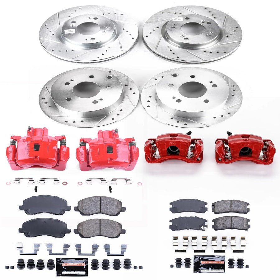Power Stop Z23 Evolution Brake Caliper Kit- Front and Rear Brake Rotors, Brake Pads, Brake Calipers