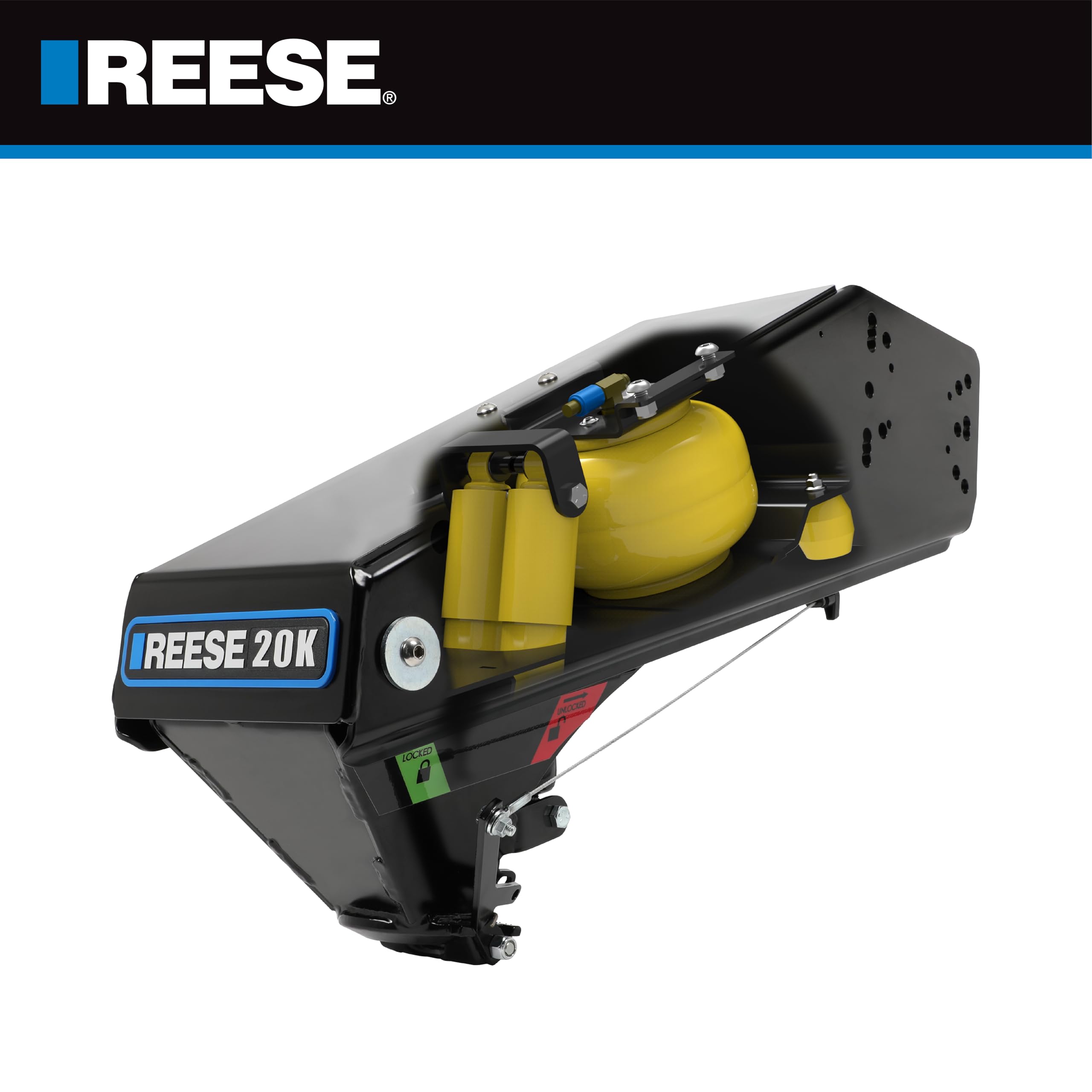 Goose Box 5th Wheel Pin Box, Reese 94920, Air Ride 20,000 lbs. Capacity, Fits Lippert (1621, 1716, 0719, Rhino), Fabex PB 600 Series