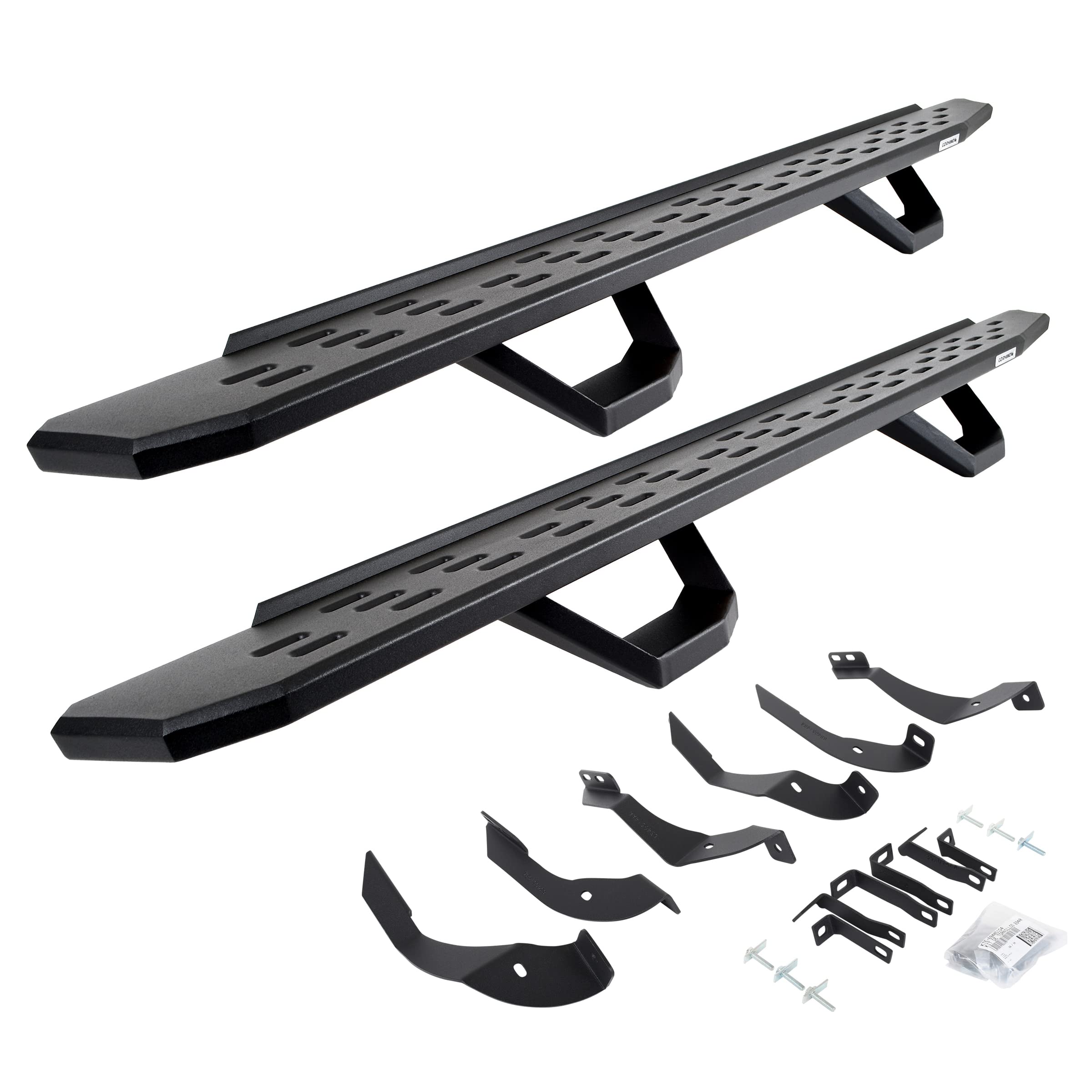Go Rhino Running Boards RB30, Brackets, & 2 Pair of Drop Steps | Galvanized Steel, Textured Black | 6960518720PC | Fits 2015-2019 Chevrolet/GMC Silverado/Sierra 2500HD/3500HD Crew Cab