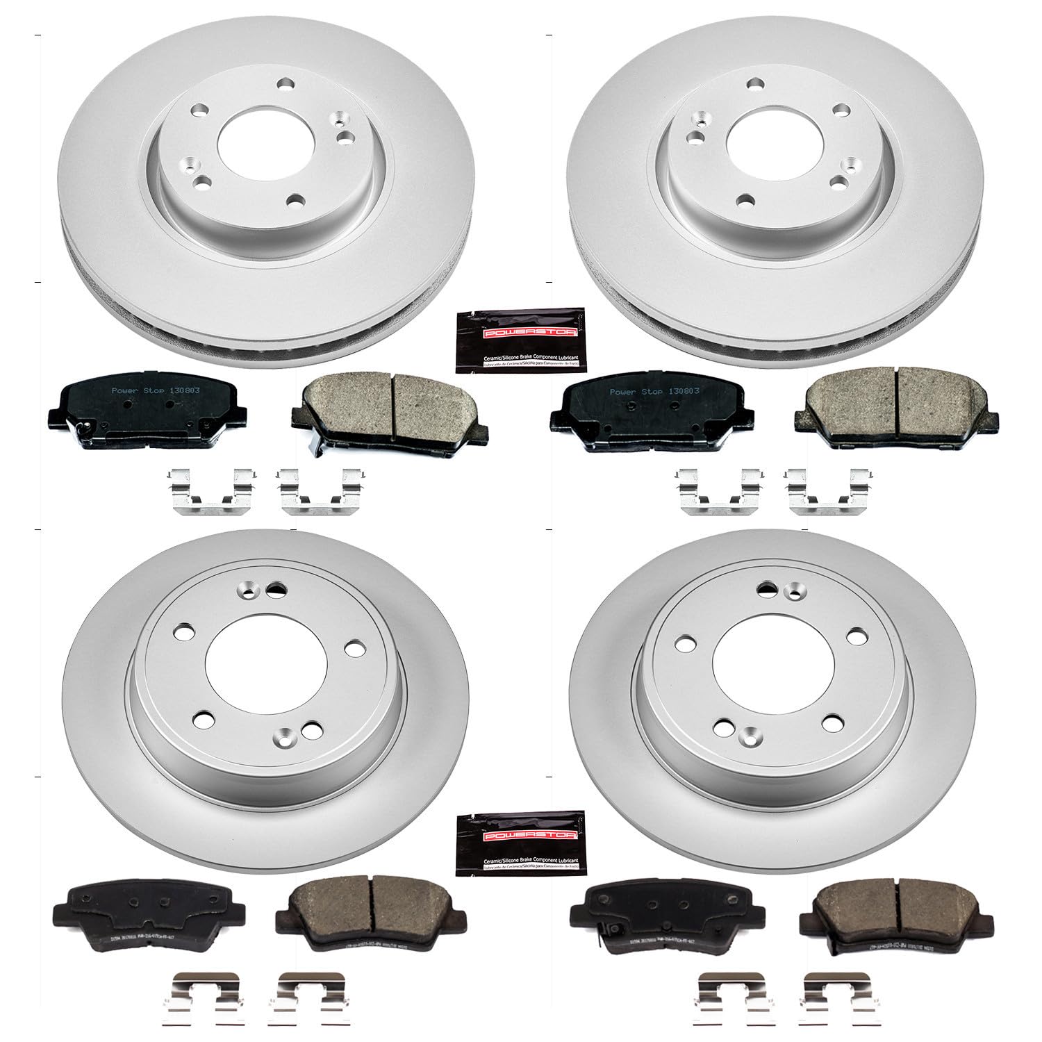Power Stop Front and Rear CRK6485 Z17 Evolution Geomet Coated Brake Kit For Hyundai Veloster 2013-2015 [Model Specific]