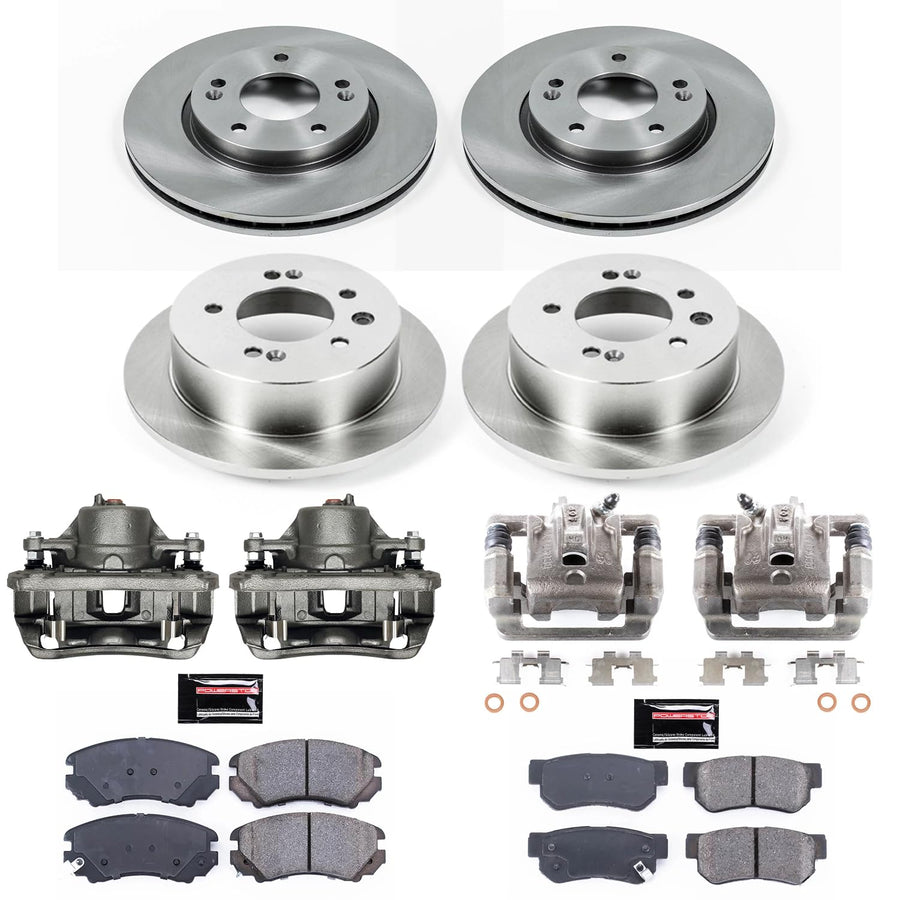 Power Stop KCOE4442 Brake Caliper Kit Replacement Front and Rear - Brake Rotor, Brake Pads & Calipers For Hyundai Elantra 2007-2010 [Model Specific]