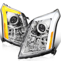 Switchback SPEC-D TUNING Chrome Projector Headlights w/LED DRL Light Bar and Startup Animation Compatible with 2010-2016 Cadillac SRX, Left + Right Head Lamps Assembly