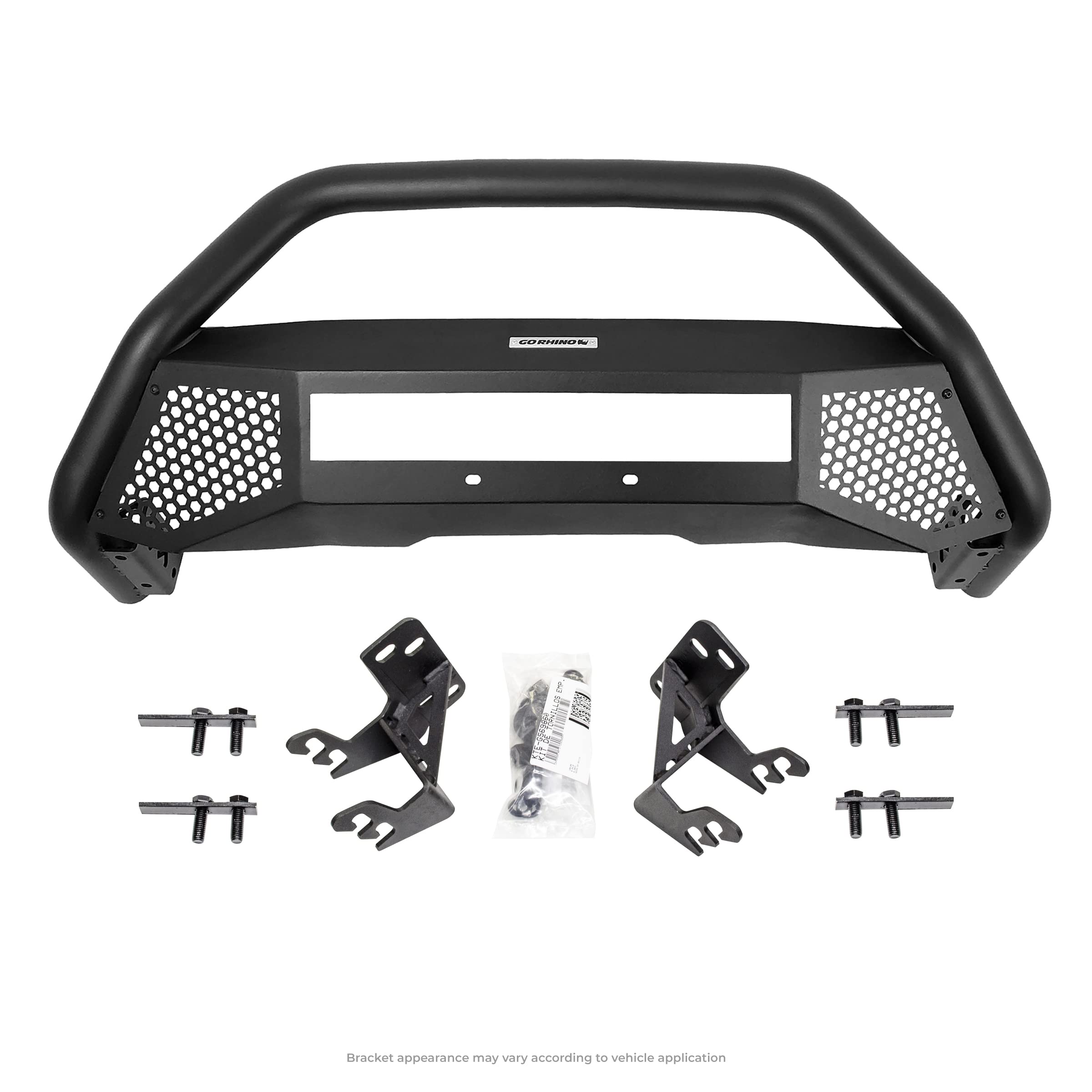 RC4 Bull Bar Go Rhino w/ Hole for 20" Single Row LED Light Bar & Mounting Brackets | Mild Steel, Textured Black | 548960T | Fits 2011 - 2016 Ford F-250, F-350, F-450 Super Duty