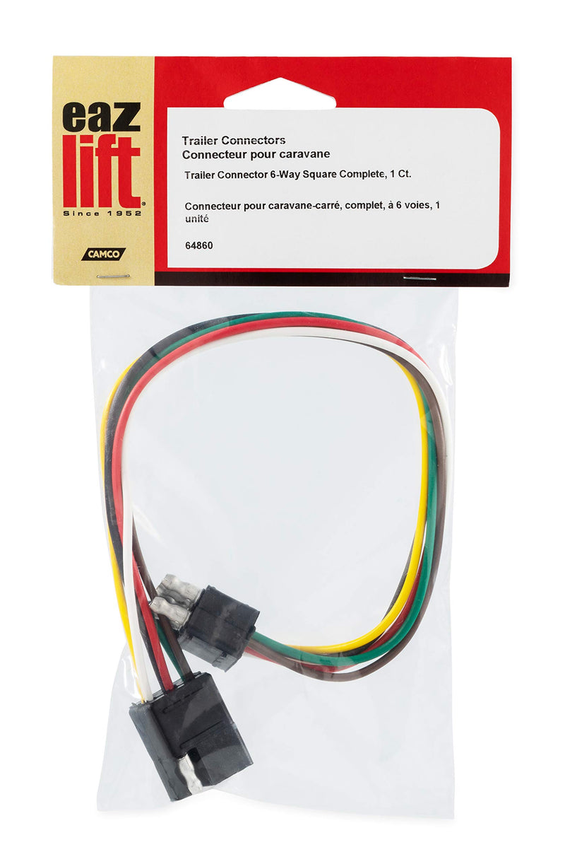 12" EAZ LIFT 16 Gauge Trailer Connector, 6-Way Square (64860)