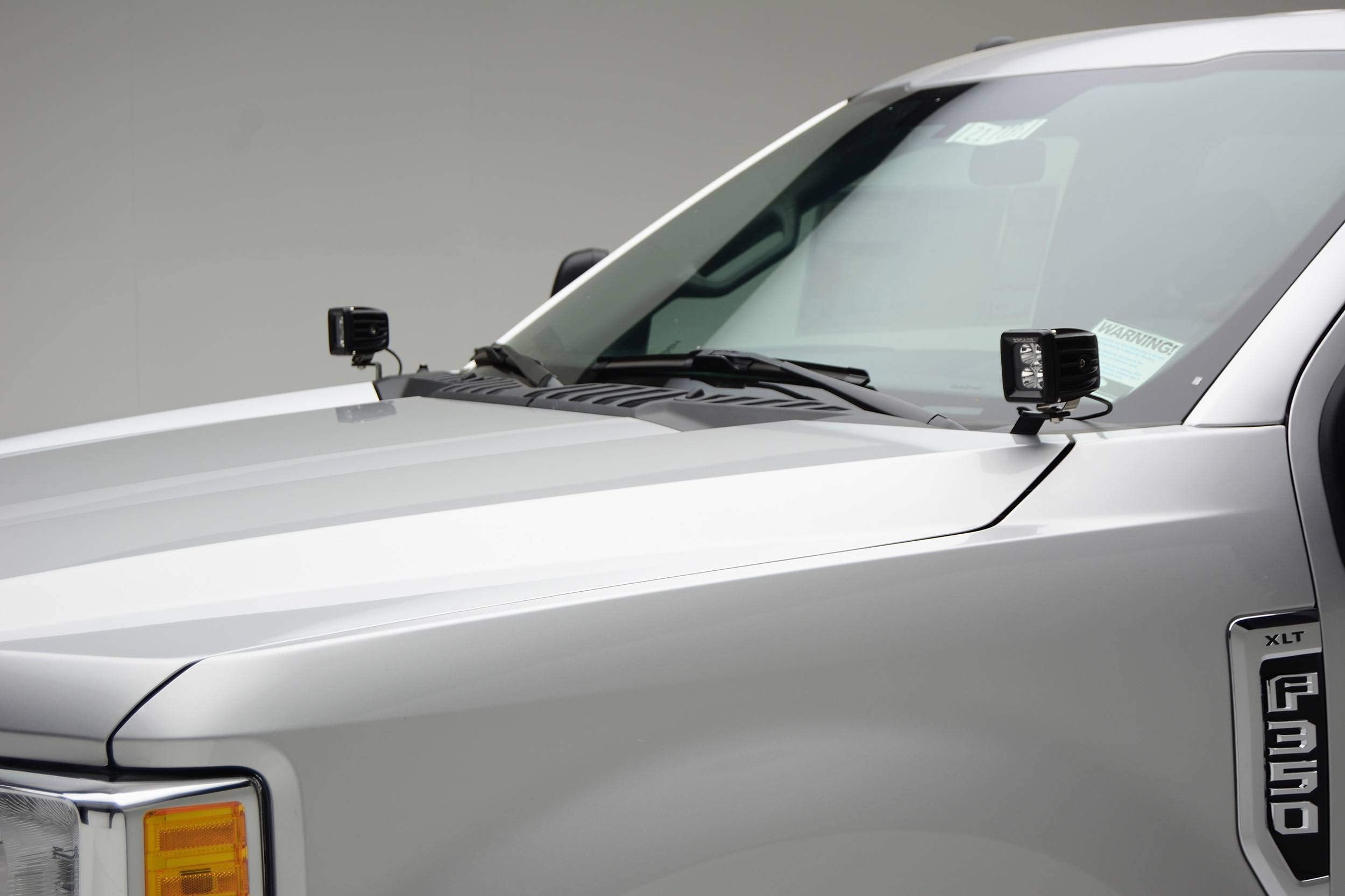 ZROADZ LED Mounting Bracket Ditch Hood Hinge - Compatible w/ 2017-2022 Ford F-250 350 450 550 - to Mount (2) 3 Inch LED Pod Lights - Mild Steel Gloss Black - Bolt-On Easy Installation - PN #Z365471