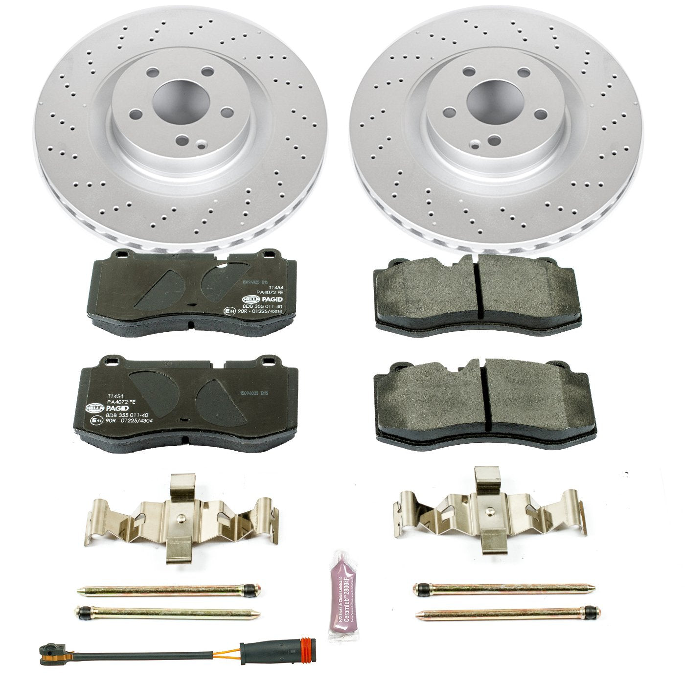 Power Stop Front Euro-Stop Brake Kit ESK6755 and 1 Front Sensor Wire For CL550, CL600, S350, S400, S550, S600, SL550 [Model Specific]