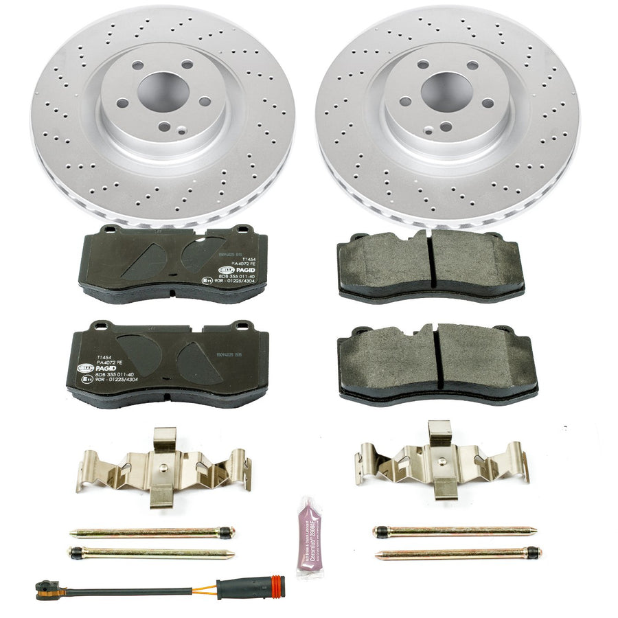 Power Stop Front Euro-Stop Brake Kit ESK6755 and 1 Front Sensor Wire For CL550, CL600, S350, S400, S550, S600, SL550 [Model Specific]