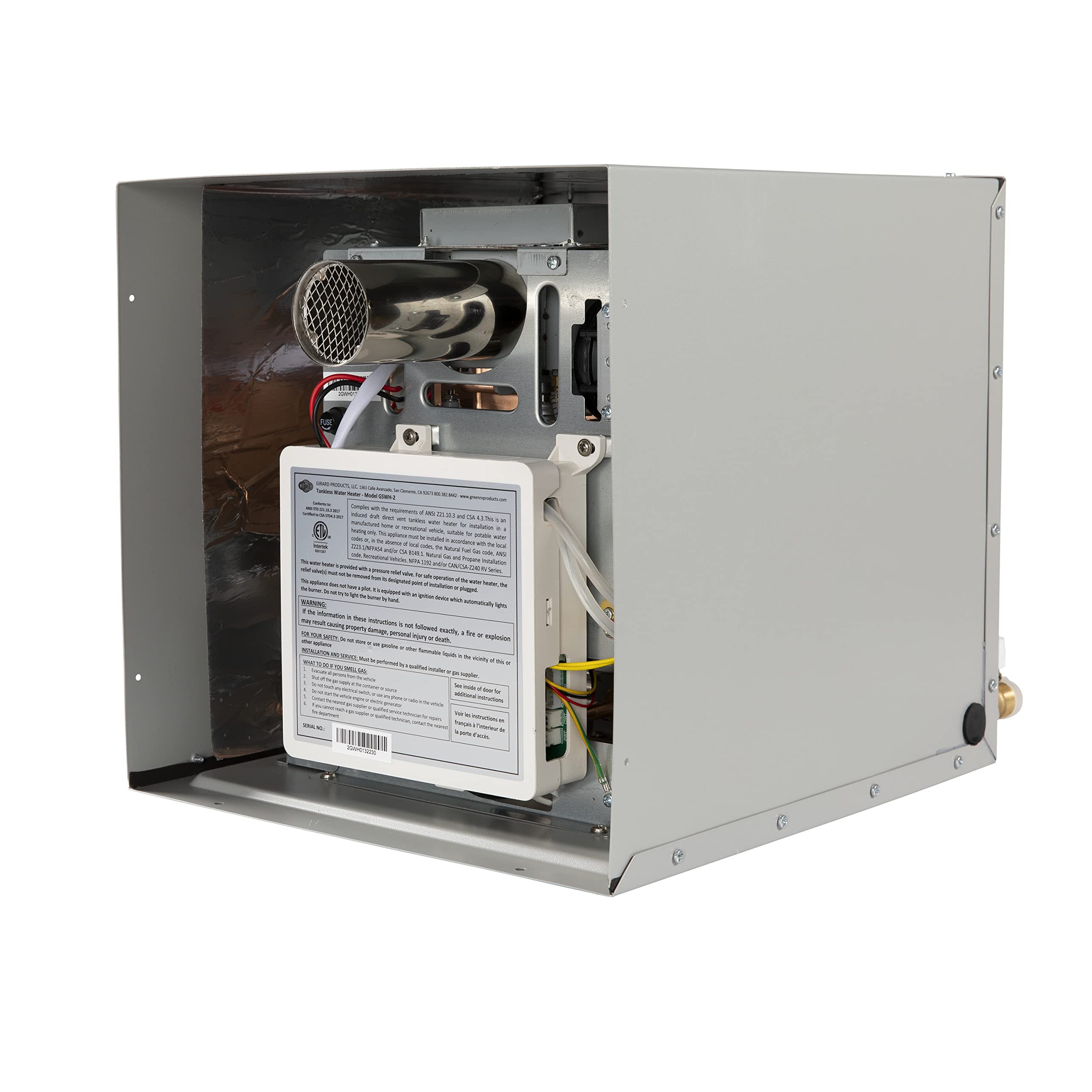 Tankless GIRARD RV Water Heater, 12V Power, 42,000 BTUs, Quiet Operation, Onboard Microprocessor, Digital User Control Panel, Freeze Protection, Easy Installation - 2022107534
