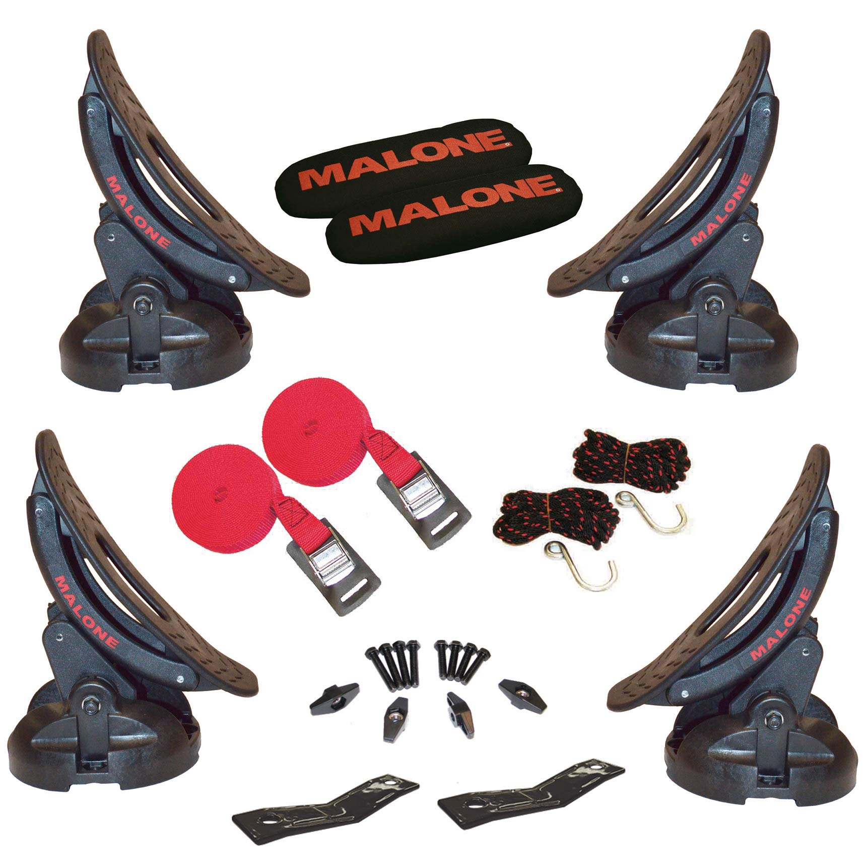 Malone Pro Saddle Up Universal Car Rack Kayak Carrier (Set of 4) with Bow and Stern Lines
