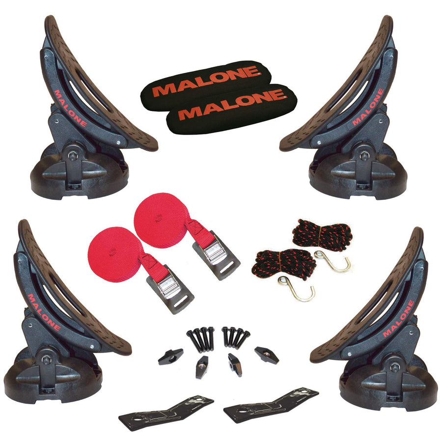 Malone Pro Saddle Up Universal Car Rack Kayak Carrier (Set of 4) with Bow and Stern Lines