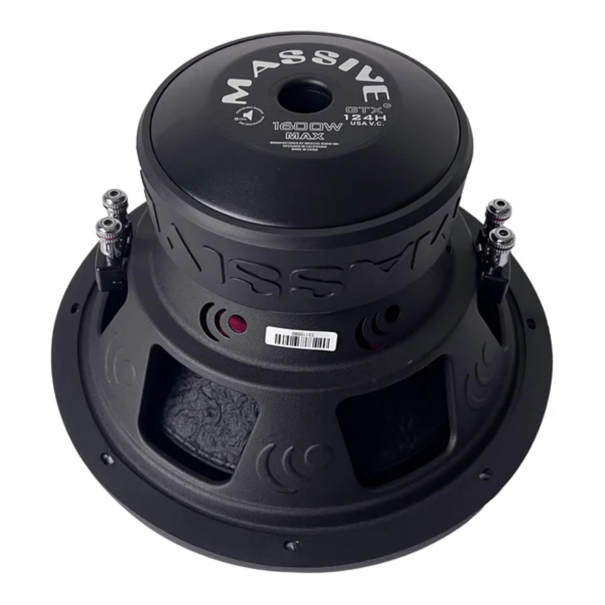 GTX124H Massive Audio - 12" 800 Watts RMS / 1600w MAX Dual 4 Ohm Subwoofer for Controlled deep bass