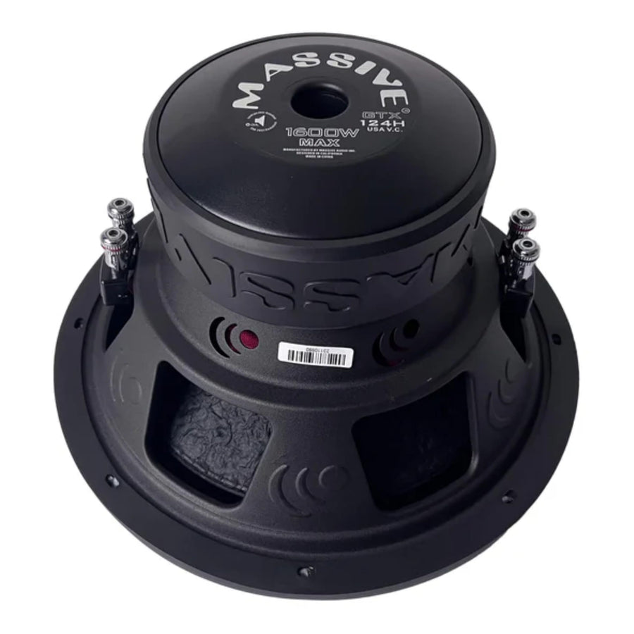 GTX124H Massive Audio - 12" 800 Watts RMS / 1600w MAX Dual 4 Ohm Subwoofer for Controlled deep bass