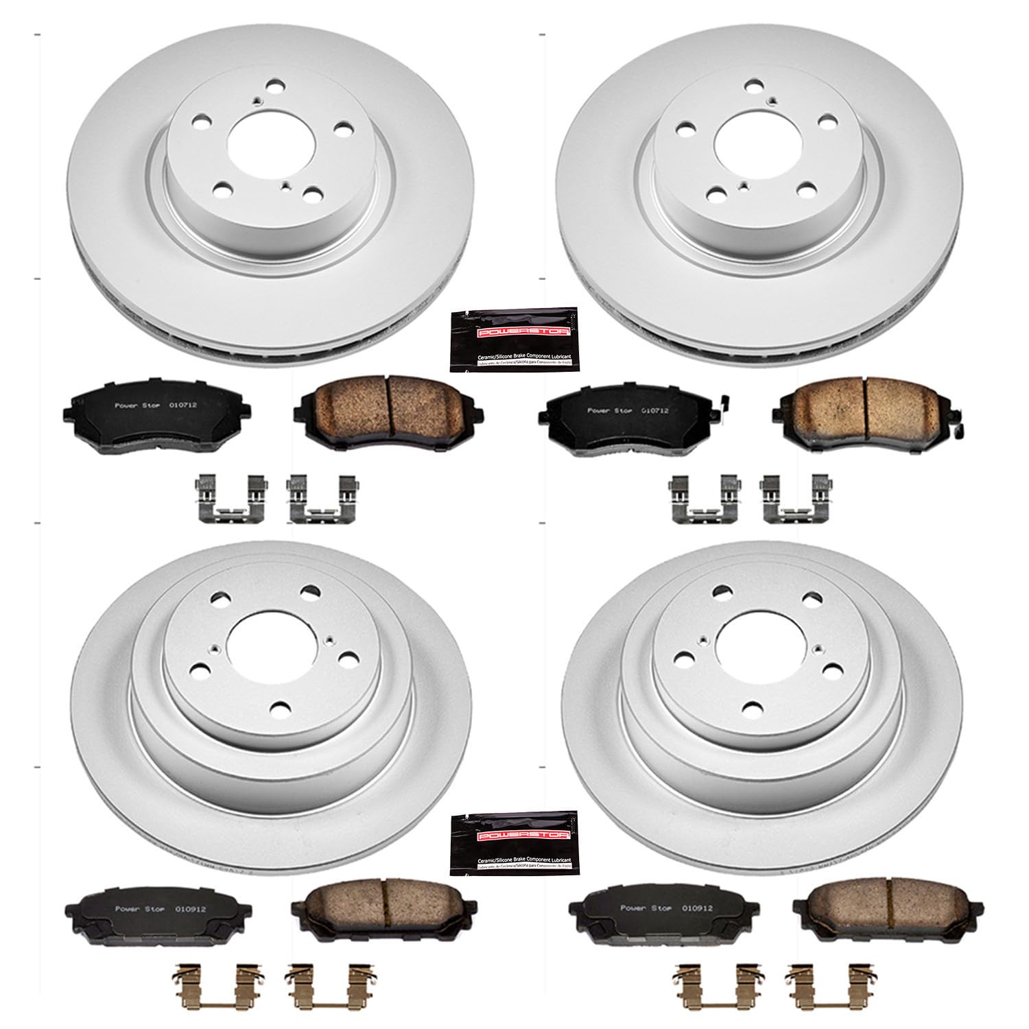 Power Stop CRK1127 Brake Rotor & Coated Ceramic Brake Pads- front & rear For Saab 9-2X 2005-2006, Subaru Impreza 2003-2007 [Model Specific]
