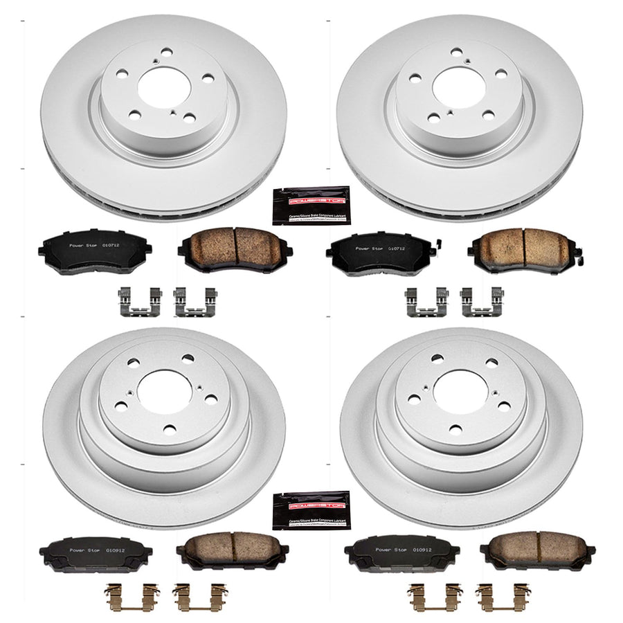 Power Stop CRK1127 Brake Rotor & Coated Ceramic Brake Pads- front & rear For Saab 9-2X 2005-2006, Subaru Impreza 2003-2007 [Model Specific]