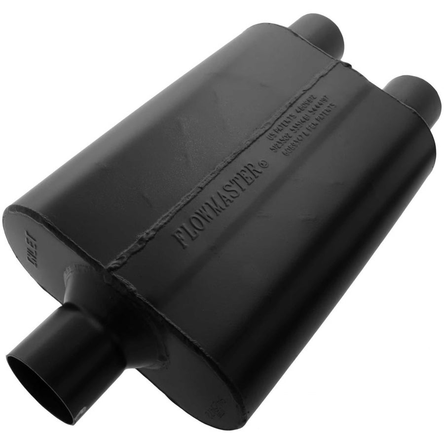 Flowmaster Super 44 Chambered Series Muffler – 2.50” - Center In/Dual Out – Aggressive Sound – 16 Gauge Aluminized Steel – For Classic & Late Muscle Cars, Street Rods, Trucks, SUVs (9425472)