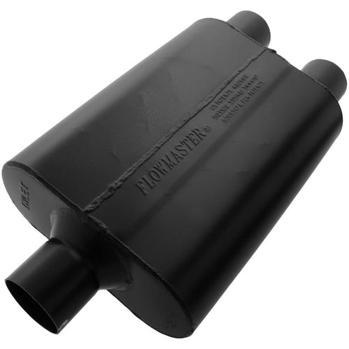 Flowmaster Super 44 Chambered Series Muffler – 2.50” - Center In/Dual Out – Aggressive Sound – 16 Gauge Aluminized Steel – For Classic & Late Muscle Cars, Street Rods, Trucks, SUVs (9425472)