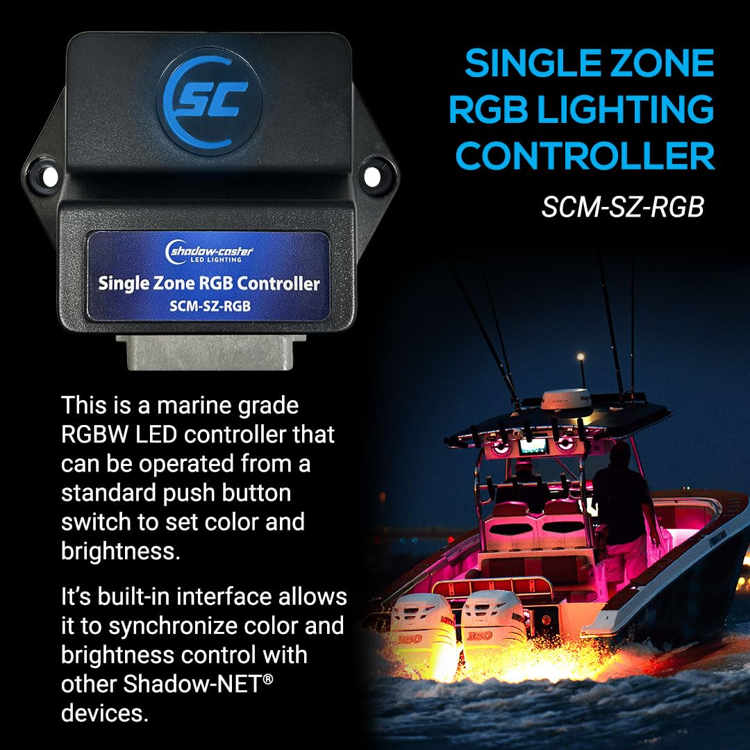 Single Zone RGBW Controller Shadow-Caster Switch Operated - for RGBW and Shadow-NET Devices - 12 Pin Deutsch Connector - Supports 15 Amps of RGBW Lights - Waterproof and Dustproof