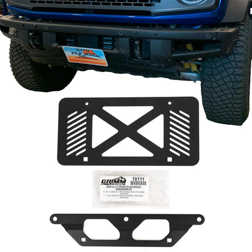 Front Bumper License Plate Mount Grimm OffRoad for Ford Bronco 2021+ with Steel Front Bumper