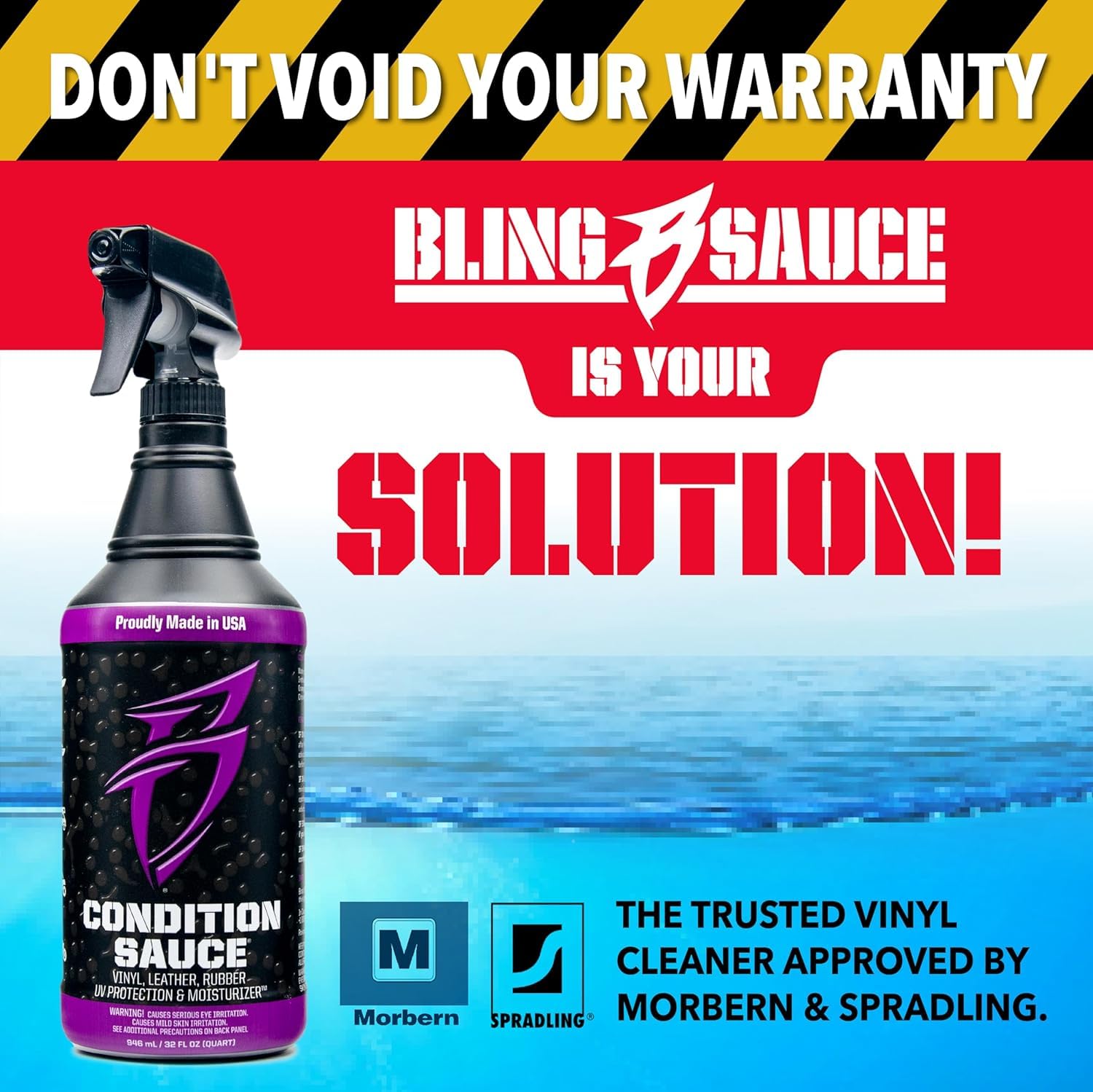 Vinyl Sauce Boat Bling Premium Vinyl and Leather Cleaner, for Boats, RVs, Powersport Vehicles, 20 oz.