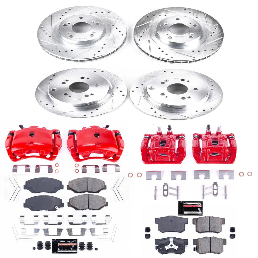 Power Stop Z23 KC6173 Evolution Sport Brake Upgrade Kit with Powder Coated Calipers- Front & Rear For Honda CR-V 2005-2006 [Model Specific]