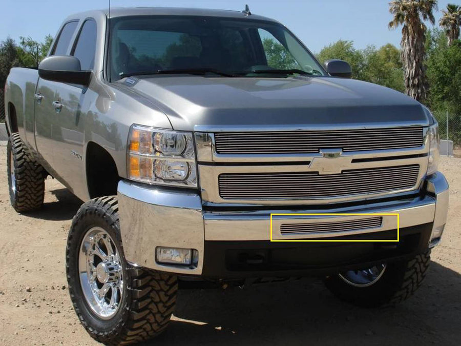 Horizontal T-Rex 25112 Aluminum Polished Finish Billet Bumper Grille Bolt-on for Chevrolet Silverado 1500