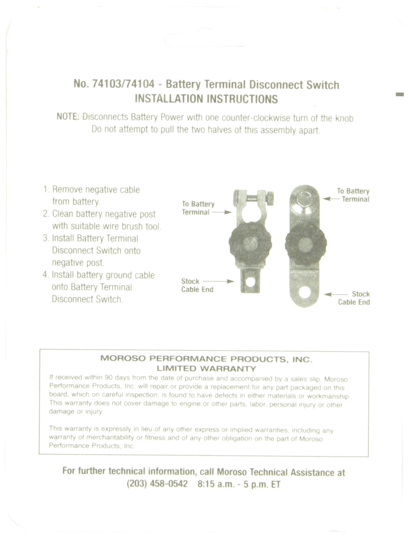 Battery Disconnect Moroso 74104, Side Post Battery