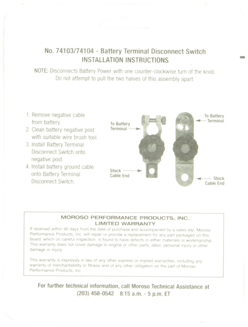 Battery Disconnect Moroso 74104, Side Post Battery