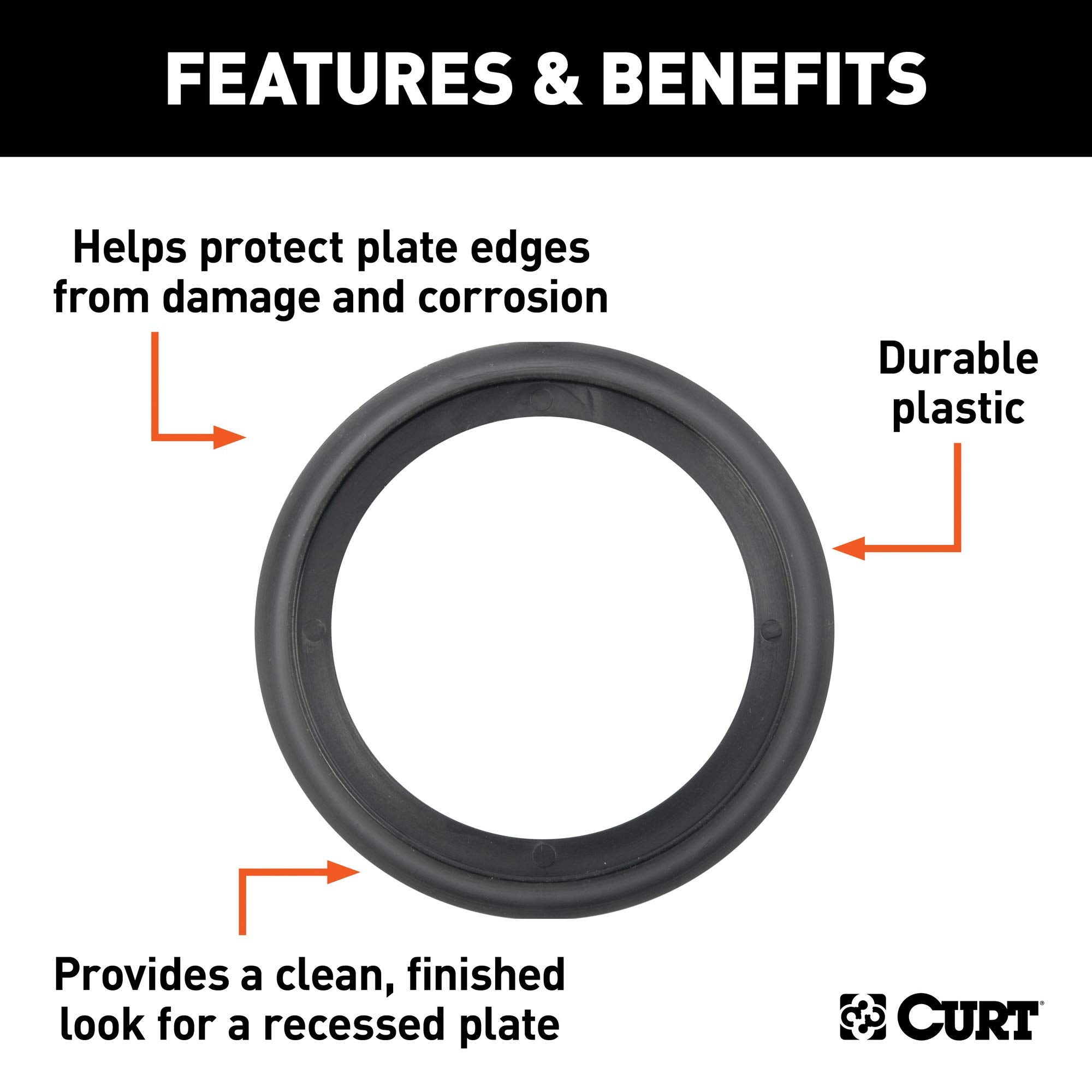 CURT 3-Inch Black Plastic Tie Down Anchor Backing Plate Trim Ring 83720