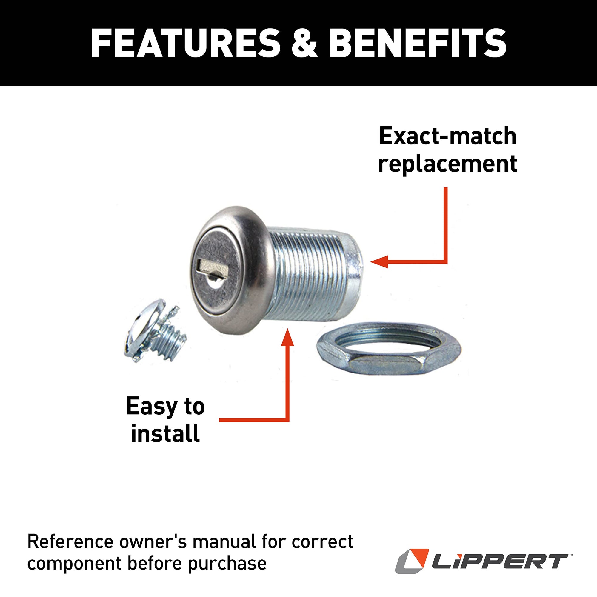 213114 Lippert Components RV Baggage Door Key Lock 7/8" Chrome