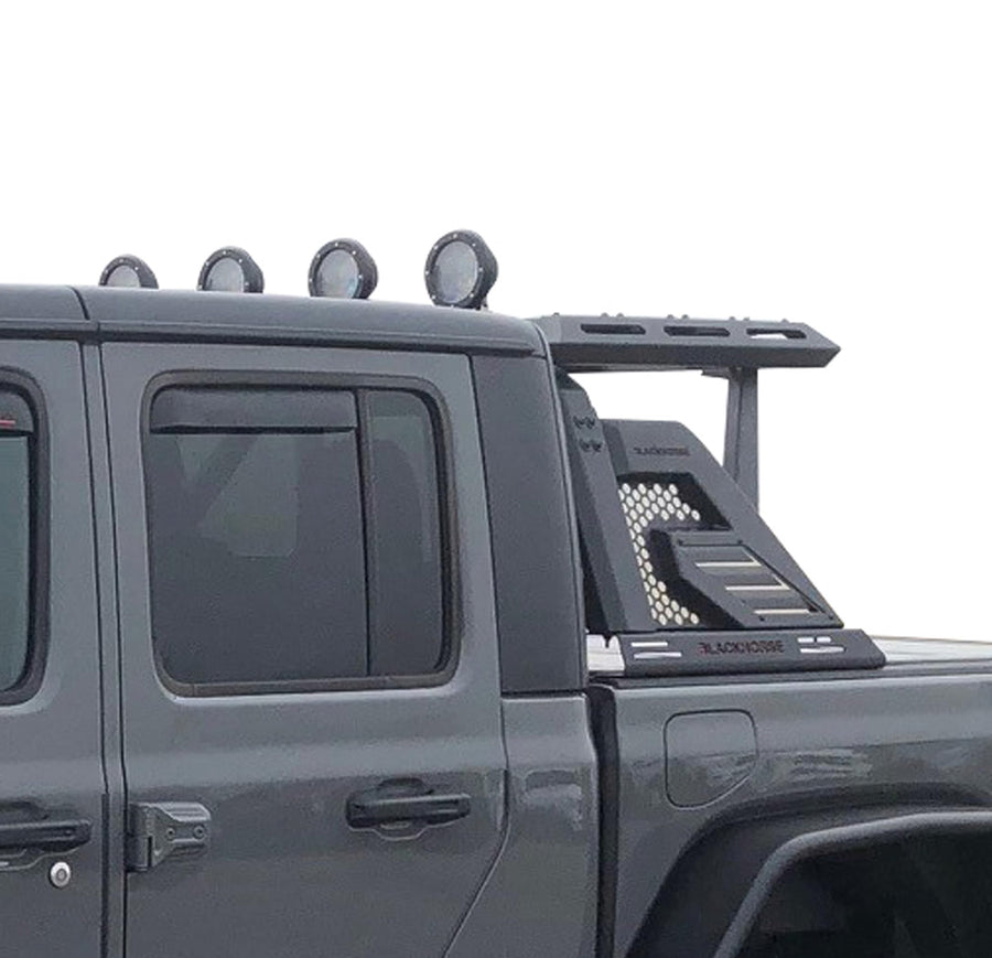Armour II Black Horse Roll Bar W/Basket Kit Bk Compatible with00-24 Ram 2500/3500|01-24 Silverado 2500/3500 HD|00-24 F-150|17-24 Titan|01-24 Sierra 1500|07-24 Tundra|01-24 GMC Sierra 1500/2500 HD