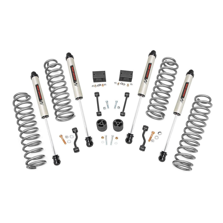 Rough Country 2.5" Lift Kit for Jeep Wrangler Unlimited Rubicon 4-Door w/ V2 Monotube Shock Absorbers (2024-2025) - Includes Front & Rear V2 Shocks, Coil Springs